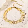 Pulseira de Cristal Oval Irregular Estilo Coreano Pequena Fresca Simples Pulseira de Citrino Pulseira de Contas Presente para Meninas Estudantes