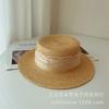 Sombrero de Paja con Pedrería, Sombrero de Rafia de Copa Plana para Verano Británico, Sombrero de Sol Casual Versátil para Vacaciones en la Playa para Mujeres