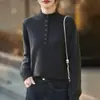 Nuevo Suéter de Punto Grueso con Cuello Alto y Mangas Largas, Jersey Holgado de Hilo de Pelo de Mapache para Otoño/Invierno 2025, Camisa Base para Mujer