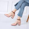 202232-46 Europa y Estados Unidos palabra sexy con combinación de colores en la boca Zapatos Four Seasons boca baja puntiagudos tacones altos gruesos jóvenes Comercio exterior