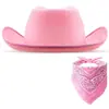 Conjunto de Sombrero de Vaquero Rosa con Ribete y Bufanda para Niños, Sombrero de Vaquero Occidental Listo para Usar, Pañuelo de Seda Dick Vaquero Amazon