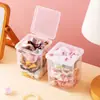 Caja de Almacenamiento con Cuerda para Corbata Infantil Caja de Tarjetas para el Cabello Gomas Elásticas Almacenamiento para Niñas Bebés Accesorios para la Cabeza con Tapa Caja de Joyería Transparente