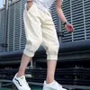 Comércio Transfronteiriço Calça Jogger Masculina de Verão Fina de Caimento Solto Tendência Simples Cor Sólida Casual Shorts 7/8