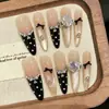 Otoño e Invierno Nuevas Uñas Largas Delgadas con Forma de Perro Piezas de Uñas Producto Terminado Fabricante Mayorista Uñas Usables Negras Calcomanías para Uñas con Lunares Lindos