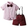 Nuevos Conjuntos para Hermanos 2025 Verano Estilo Coreano Masculino y Femenino Bebé Traje de Camisa Floral de Manga Corta Estilo Pastoral con Tirantes y Pantalones Cortos