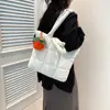 Bolso de Tote Nuevo de Plumas para Mujer Gran Capacidad Bolsa Nube Bolsa de Tela de Nylon Corea del Sur Bolsa de Algodón Cuadros Bolso de Hombro Portátil