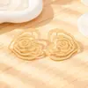 Pendientes de Camelia Dorada Retro Franceses, Diseño Femenino de Nicho, Pendientes de Flor de Gama Alta, Pendientes de Estilo Europeo y Americano