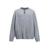 Suéter Masculino de Malha Trançada Casual Solto para Primavera e Outono com Abertura de Meio Botão Gola Redonda Manga Longa Pulôver Tricô