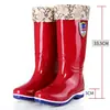 Botas de Lluvia para Mujer, Botas de Agua de Caña Alta para Mujer, Botas de Lluvia para Mujer con Forro de Lana, Zapatos de Agua Largos Engrosados, Impermeables, Antideslizantes, Resistentes a la Lluvia