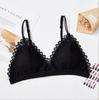 Sujetador de copa triangular francés transfronterizo, sin aros, con tirantes de un solo pecho, top de tubo, encaje sexy, belleza, espalda envuelta, pecho, ropa interior de mujer
