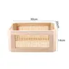 Cesta de almacenamiento de madera vintage, hecha a mano, de bambú y ratán, tejida a mano, para escritorio, cajón, libros, cosméticos, caja de almacenamiento.
