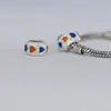Acessórios europeus e americanos criativos simples em liga metálica em formato de coração, coração de pêssego, duas cores, com gota, furo grande, contas para pulseira DIY, contas soltas