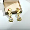 Cuffs para Orejas con Forma de Verano Europeo Americano Exagerados Pendientes de Botón Abstractos Pendientes Transfronterizos Largos con Diseño de Gota de Agua Completamente Diamantados Piedra Preciosa de Perla para Mujeres