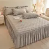 Falda de Cama Personalizable de una Pieza Colcha Acolchada Estilo Sábana con Borde de Falda Cubre Cama Universal para Todas las Estaciones Cubierta de Falda de Cama Juego de Tres Piezas