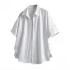 Camisa de manga corta para hombre 2026 transfronteriza verano nueva color liso simple camisa estilo Hong Kong casual con cuello de solapa manga corta