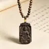 Pingente de Lótus Guanyin de Agarwood Sintético para Corrente de Suéter, Artesanato em Madeira, Enfeite para Pendurar no Carro