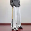 Pantalones de chándal a rayas estilo americano, nueva colección de otoño, corte holgado, caída suave, bloques de color, bordados, deportivos, versátiles, pantalones largos casuales