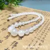 Pulsera de Ágata Blanca Grado A Transparente de Calcedonia al por Mayor para Hombres y Mujeres, Transmisión en Vivo, Envío Directo de Una Pieza, Collar de Tres Anillos, Cadena de Torre