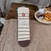 Meias femininas de algodão sem costura para outono e inverno, estilo coreano, com bordado de cachorrinho, de cano médio, únicas e estilosas, meias bordadas de desenho animado