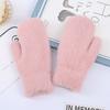 Luvas de inverno estilo coreano, luvas de pelúcia com forro interno de lã de cordeiro, à prova de vento para uso externo, forradas com fleece, cor sólida, luvas quentes, atacado