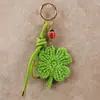 Estilo Europeo y Americano Personalizado Crochet Trébol de Cuatro Hojas de la Suerte Mariquita Colgante para Bolsa Crochet Limón Estilo Fresco Llavero
