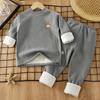 Traje Cálido para Niños con Forro Polar y Engrosamiento Otoño e Invierno Nuevo Ropa Interior Básica para Bebé Ropa de Otoño y Pantalones Largos para Niños Medianos Traje para Niños