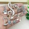 Accesorios para Joyería DIY Notas Musicales Guitarra Colgante de Aleación Vintage Antiguo Plata Llavero Pendientes Collar Dijes Pequeños