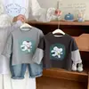 Conjunto de Moletom Duas Peças para Meninos Primavera e Outono 2026 Novo Outono Estilo Coreano Fashionável Casual Versátil Manga Longa Tendência