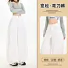 Jeans de perna curva, estilo retro americano, corte solto, casual para o outono, branco puro, relaxado e confortável, jeans de perna larga, azul vintage