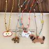 Collar Colgante Perro Manzana Amoroso Lindo y Lindo para Mujer Cadena de Clavícula de Cuerda Tejida Larga Colorida de Moda Versátil