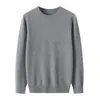 Nuevo Suéter de Lana Australiana de Cuello Redondo para Hombre de Primavera y Otoño Top Casual Camiseta Base de Color Sólido Suéter de Punto Versátil para Hombre