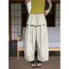 Pantalones de dos piezas con cordón y pierna ancha para mujer, estilo fino, nuevo modelo de verano 2026, holgados y fluidos, casual, para petite, pantalones cropped
