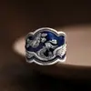 Nuevo Anillo de Pavo Real Esmaltado para Hombres y Mujeres, Estilo Étnico Versión Ancha Anillo para el Dedo Índice, Ajustable, Venta Directa del Fabricante