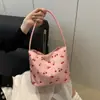 Bolso Cubo de Moda con Estampado de Cerezas Frescas 2025 Nuevo Gran Capacidad Elegante Bolso de Hombro Floral Bolso Sencillo para Mujer