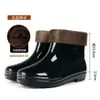 Botas de lluvia engrosadas, zapatos de agua para hombre de caña alta, caña larga, caña media, caña baja, caña corta, zapatos de goma antideslizantes, forrados con lana de cordero
