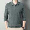 Suéter para hombre de otoño de alta gama con solapa de lana de oveja de manga larga, color sólido, para hombre de mediana edad, para el día a día, sencillo, básico
