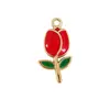 Colgante de Tulipán de Aleación con Aceite Goteante Colgante de Flor de Tulipán con Borde Dorado Retro Accesorios para Pulsera Pendiente de Joyería DIY