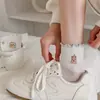 Calcetines Divertidos y Dulces de Oso de Dibujos Animados Bordados para Mujer, Calcetines de Algodón de Malla Transpirable Sin Costuras de Tubo Medio para Primavera y Verano