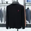 Camiseta Base de Punto Bordada con Poni para Hombre, Elegante Suéter de Punto Trenzado con Cuello Redondo de Manga Larga para Otoño e Invierno para Hombre