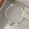 Nalan Plata S925 Exquisito y Sencillo Estilo Ins Colgante Redondo Tubo Curvo Cuadrado Geométrico Corazón Roto de Plata Pulsera S8300