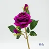 Flor de Rosa Artificial de Seda con 3 Cabezas, Rosa de Terciopelo de Tallo Único para Arreglo Floral de Mesa, Rosa de Terciopelo para Decoración de Ambiente de Centro Comercial
