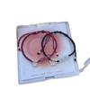 Pulsera de Hilo Rojo Corazón de Cristal Rojo Fresa para Parejas de Mujeres, Pulsera Tejida Estudiante DIY Hecha a Mano de Nicho, Venta de Liquidación