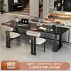 Mesa de computador estilo retrô wabi-sabi toda em madeira maciça, mesa de jantar retangular preta de pequeno porte, bancada de trabalho, mesa de chá