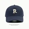 Boné de Baseball Bordado com R Estilo Japonês Feminino Versátil Estilo Coreano Boné Masculino para Esportes ao Ar Livre Chapéu com Proteção Solar