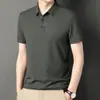 Camisa Polo de Manga Corta de Seda Helada Nueva para Hombre Verano 2024, Camiseta Estampada de Negocios para Jóvenes y de Mediana Edad, Estilo Transmisión en Vivo