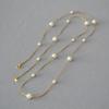 Collar Minimalista Japonés y Coreano de Cadena de Serpiente Blanca Perla con Gimmel Cadena Larga Elegante de Lana y Cadena para Clavícula para Accesorios de Niñas