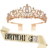 Nueva Corona de Fiesta de Cumpleaños Banda para el Hombro Cinta de Reina Set Accesorios para el Cabello de Reina para Niña Tocado En Stock