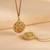 Collar con Candado Ruyi Flor de Peonía Esmalte Frío Hueco Filigrana Estilo Antiguo para Mujer, Cadena para Suéter Simple Versátil Estilo Chino Nuevo
