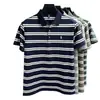 Nueva Camisa Polo Serie Ralph de Comercio Exterior para Hombre, Cuello de Piña, Rayas, Camisa Polo de Negocios de Lujo Ligero
