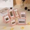 Nueva Caja de Joyería Rayada Rosa Caja de Joyería para Pendientes de Ángulo Recto con Tapa Caja de Joyería Simple Pequeña Caja de Regalo al por Mayor
